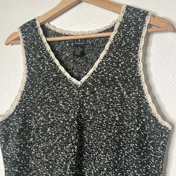 Vintage Y2K INC Pull Over Knit V Cut Sweater Tank Top Chunky Size L/XL Black - Picture 2 of 5